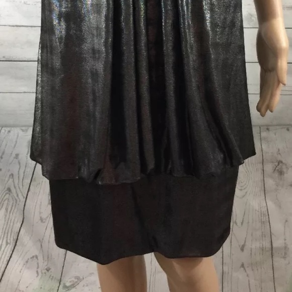 ABS Allen Schwartz Collection Dress Shimmery Metallic Silver Pewter - Picture 8 of 12